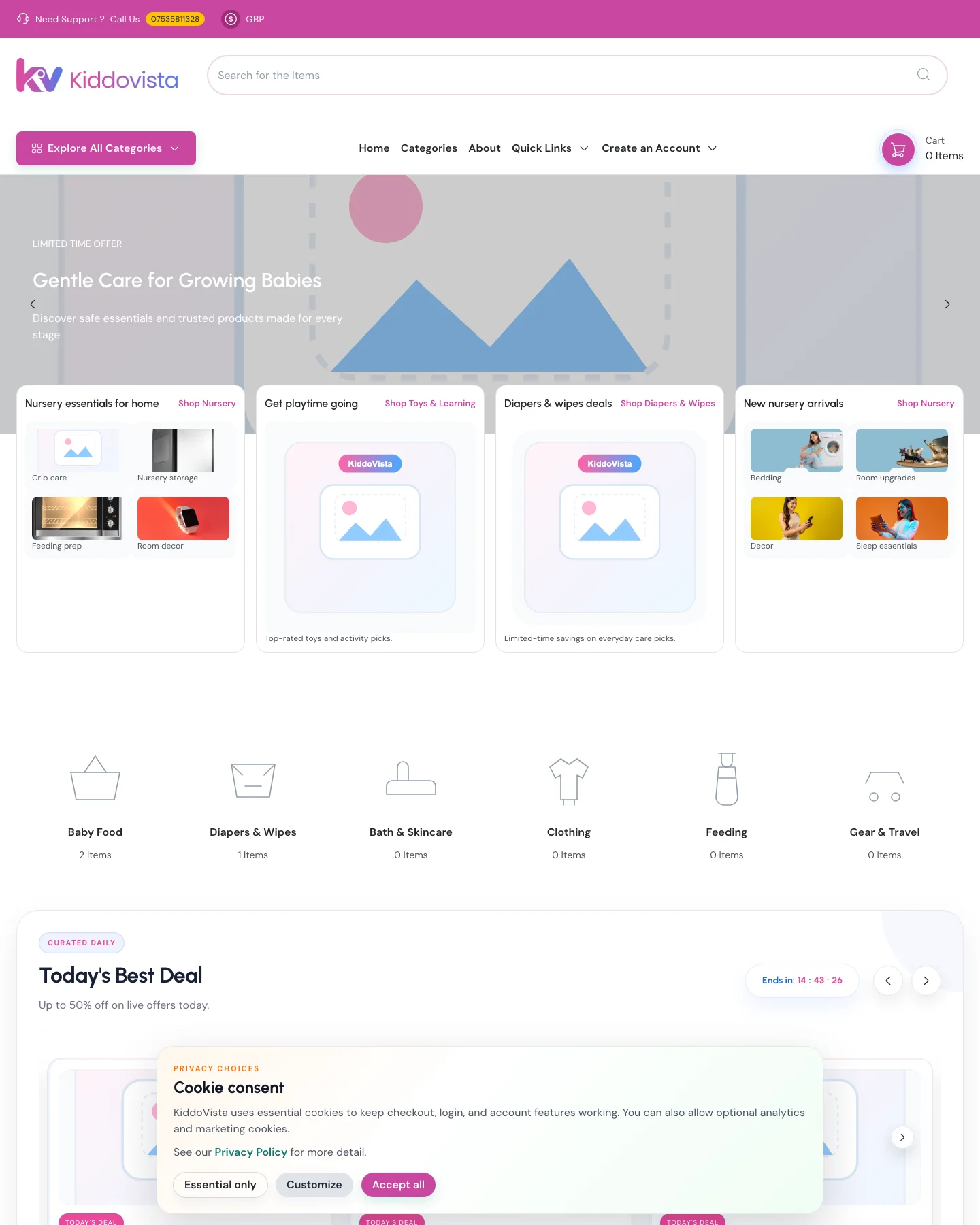 KiddoVista live marketplace homepage