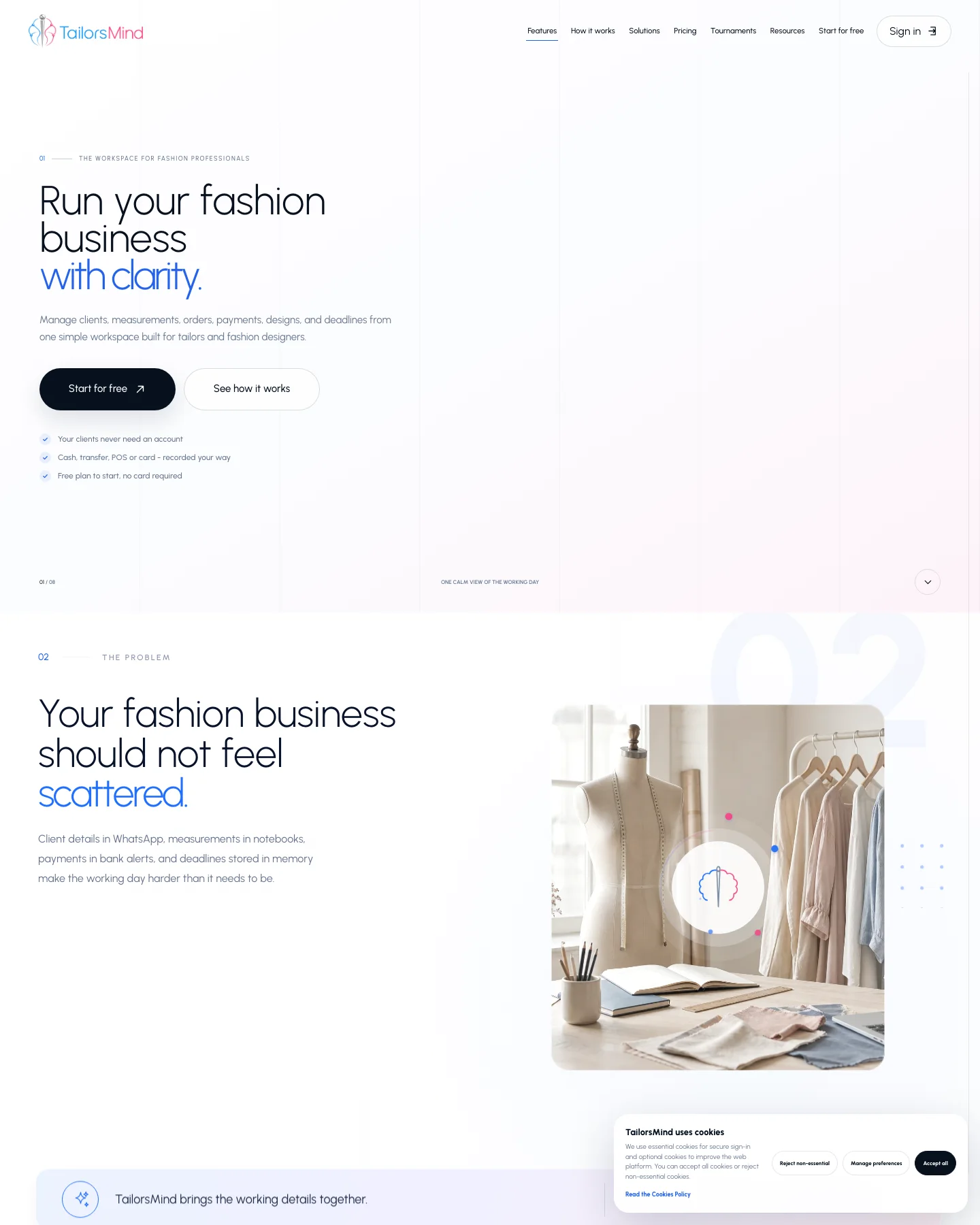 TailorsMind live website homepage